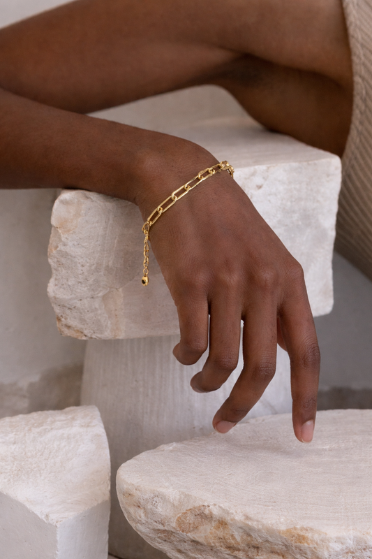 Bracelet chaîne trombone dorée