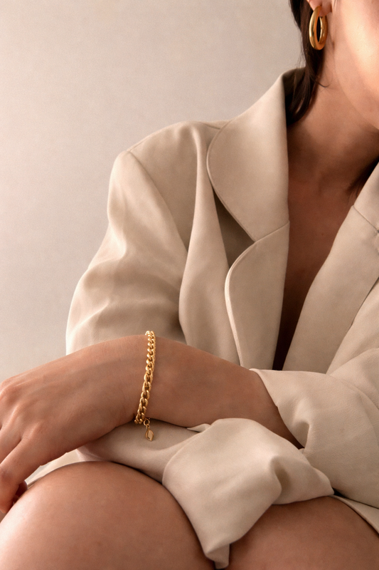 Bracelet Chaîne Maille Jaseron ouvert Doré