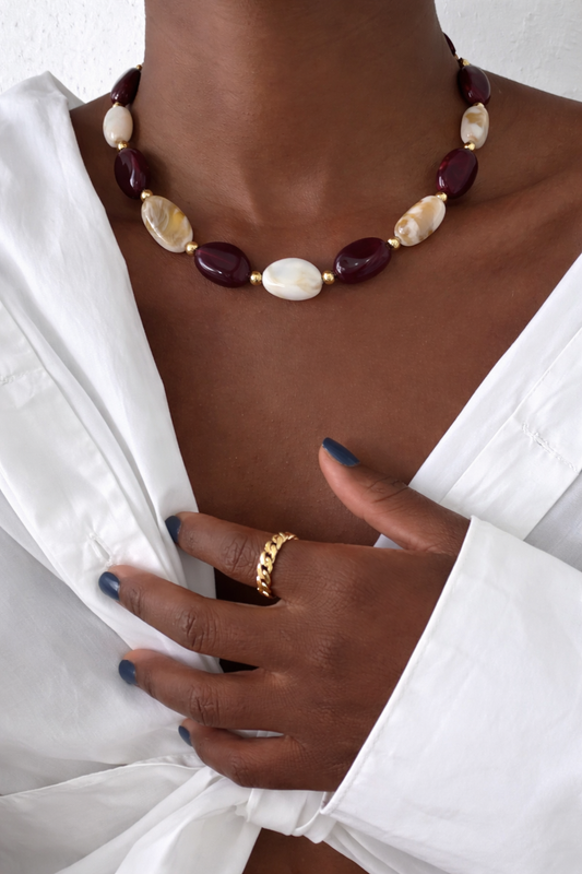 Collier velours grenat