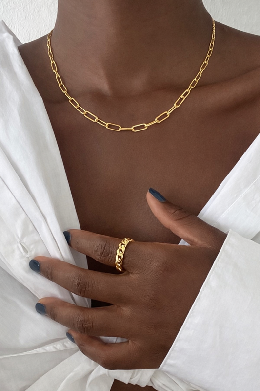Collier chaîne trombone dorée